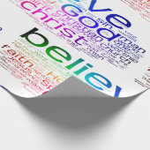 Christelijke woordwolk cadeaupapier (Hoek)