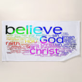 Christelijke woordwolk strandlaken (Voorkant)