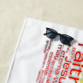 Christelijke woordwolk strandlaken (In situ)