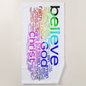 Christelijke woordwolk strandlaken (Voorkant)