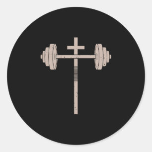 Christelijke Workout Dumbbell Kruis Barbell Gym Je Ronde Sticker