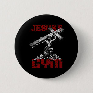 Christelijke Workout T-shirt Jesus's Gym Bodybuild Ronde Button 5,7 Cm