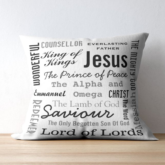 Christelijke zeventien namen van Jezus Kussen (The Names of Jesus Throw Pillow)
