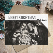 Christelijke zwart-wit familie foto kerst feestdagenkaart