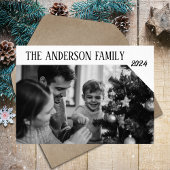 Christelijke zwart-wit familie foto kerst feestdagenkaart