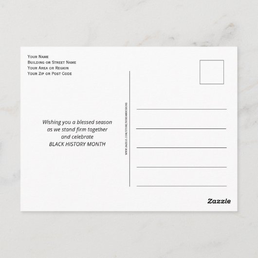 Christelijke zwarte geschiedenis maand Ja ik kan B Briefkaart (Achterkant)