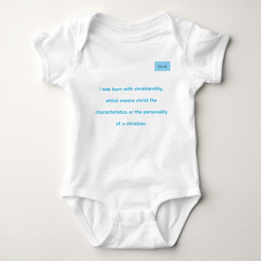 Christelijkheid gedefinieerd in blauw op witte one romper (Voorkant)