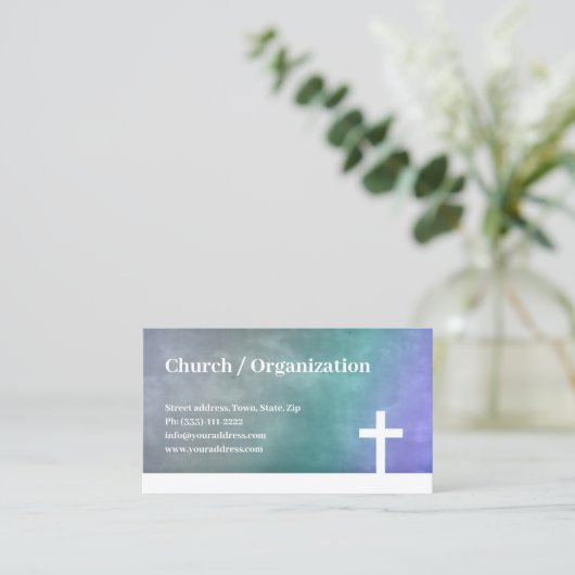 Christendom - Religieus Blauw Gradiënt Cross Kaart Visitekaartje (Staand voorkant)