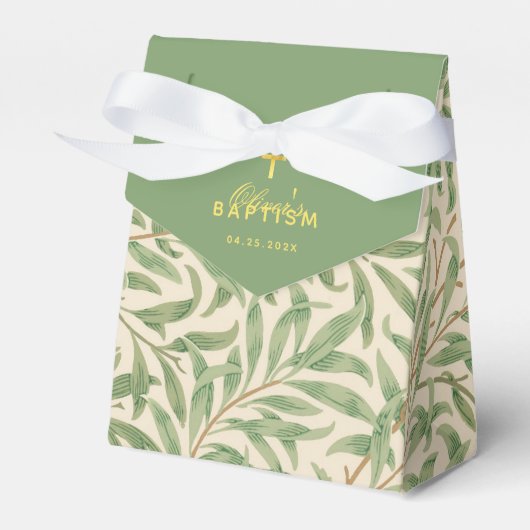 Christendoop groen William Morris groene bladeren Bedankdoosjes (Voorkant Zijde)