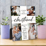 Christened Photo Collage Christening Keepomwille Fotoplaat<br><div class="desc">Moderne,  elegante Christening foto keepomwille. In het ontwerp staan vier foto's van de ceremonie in Christening,  kruis en baby's naam,  kerstdatum,  kerk en godouders. Elegant hoepasje of geschenk.</div>