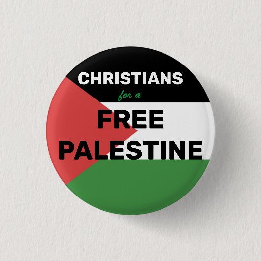 CHRISTENEN VOOR EEN GRATIS PALESTIJNSE VLAG ROOD Z RONDE BUTTON 3,2 CM (Voorkant)