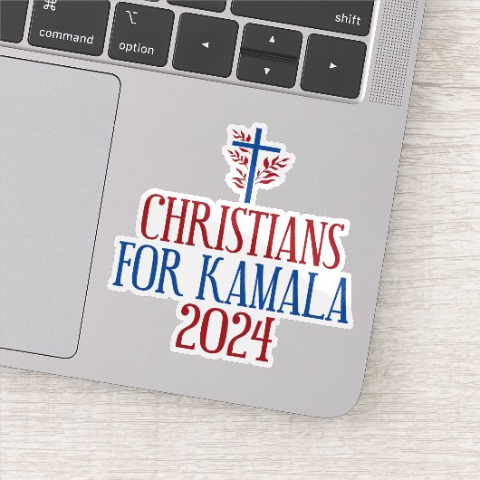 Christenen voor Kamala 2024 verkiezing Blauwe Lapt Sticker (Detail)