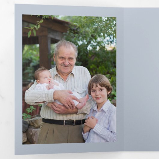 Christening 10 Foto: Blauw en wit Drieluik Kaart (Binnenzijde eerst)