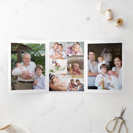 Christening 10 Foto Hartelijk dank Drieluik Kaart (Binnen)