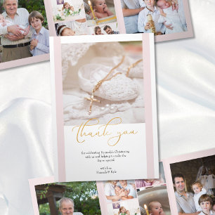 Christening 10 Foto: Roze en wit Drieluik Kaart