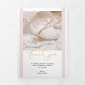 Christening 10 Foto: Roze en wit Drieluik Kaart (Cover)