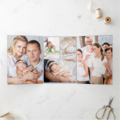 Christening 7 Foto roze Hartelijk dank Drieluik Kaart (Binnen)