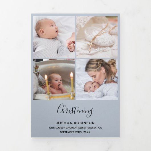 Christening 8 Foto Dank u wel Keepomwille Blue Drieluik Kaart (Cover)