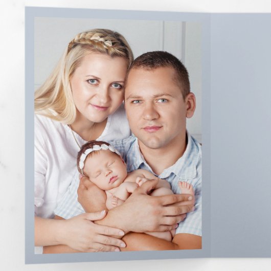 Christening 8 Foto Dank u wel Keepomwille Blue Drieluik Kaart (Binnenzijde eerst)