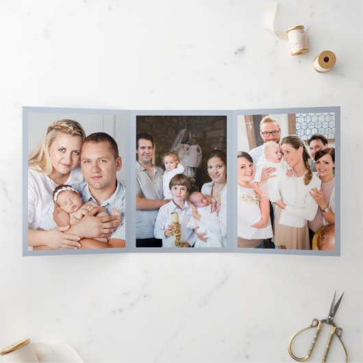 Christening 8 Foto Dank u wel Keepomwille Blue Drieluik Kaart (Binnen)