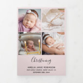 Christening 8 Foto: Dank u wel, keepslag roze Drieluik Kaart (Cover)