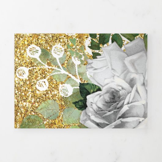 Christening Angels Gold Genderneutraal Drieluik Uitnodiging (Cover)