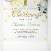 Christening Angels Gold Genderneutraal Drieluik Uitnodiging (Binnenkant midden)