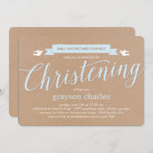 Christening Banner Baptism Uitnodiging - Blauw (Voorkant / Achterkant)