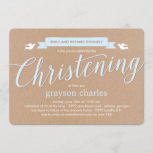 Christening Banner Baptism Uitnodiging - Blauw