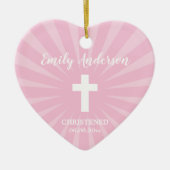 Christening Baptism Baby Girl Pink Keramisch Ornament (Voorkant)