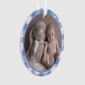 Christening Baptism Cute Baby Kinder Foto Blauw Ornament (voorkant)