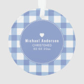 Christening Baptism Cute Baby Kinder Foto Blauw Ornament (achterkant)