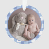 Christening Baptism Cute Baby Kinder Foto Blauw Ornament (voorkant)
