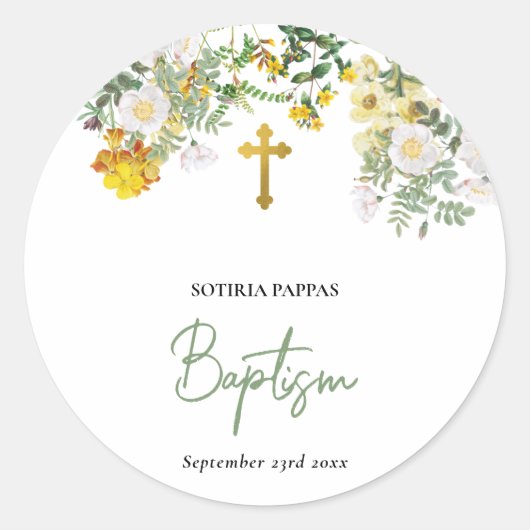 Christening Baptism Favor Boy Girl Ronde Sticker (Voorkant)