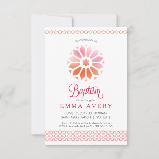 Christening, Baptism Gepersonaliseerd Girl's Invit Kaart (Voorkant)