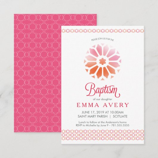 Christening, Baptism Gepersonaliseerd Girl's Invit Kaart (Voorkant / Achterkant)