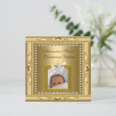Christening Baptism Gold Photo Lijst Bow Kaart (Staand voorkant)