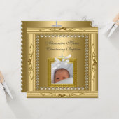 Christening Baptism Gold Photo Lijst Bow Kaart (Voorkant / Achterkant in situ)