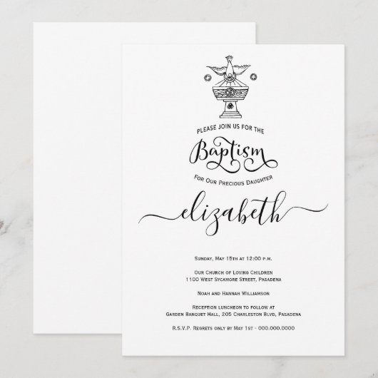 Christening Baptism Kaart (Voorkant / Achterkant)