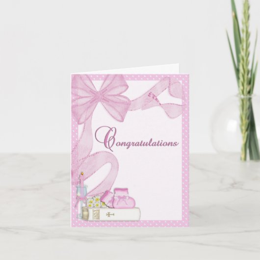 Christening Baptism Pink gefeliciteerd Kaart (Voorkant)