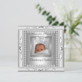 Christening Baptism Silver Photo Lijst Bow Kaart (Staand voorkant)