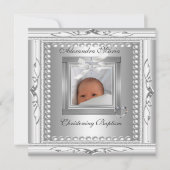 Christening Baptism Silver Photo Lijst Bow Kaart (Voorkant)