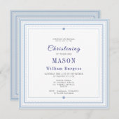 Christening Baptism Simple Script Blue Modern Aankondiging (Voorkant / Achterkant)
