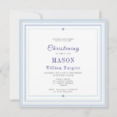 Christening Baptism Simple Script Blue Modern Aankondiging (Voorkant)