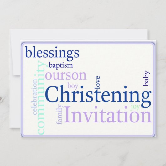 Christening/Baptism Son Invitation Kaart (Voorkant)