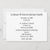 Christening/Baptism Son Invitation Kaart (Achterkant)