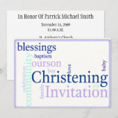 Christening/Baptism Son Invitation Kaart (Voorkant / Achterkant)