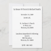 Christening/Baptism Son Invitation Kaart (Achterkant)