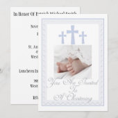 Christening/Baptism Son Invitation Kaart (Voorkant / Achterkant)
