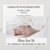 Christening/Baptism Son Invitation Kaart (Voorkant / Achterkant)